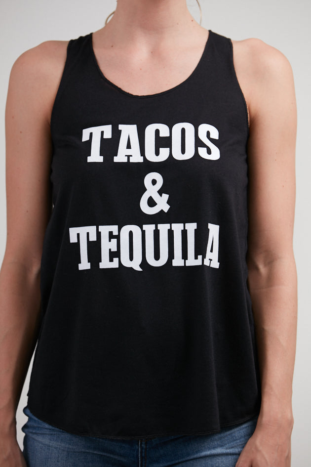 Tacos and Tequila Print Relaxed Fit Tank Top