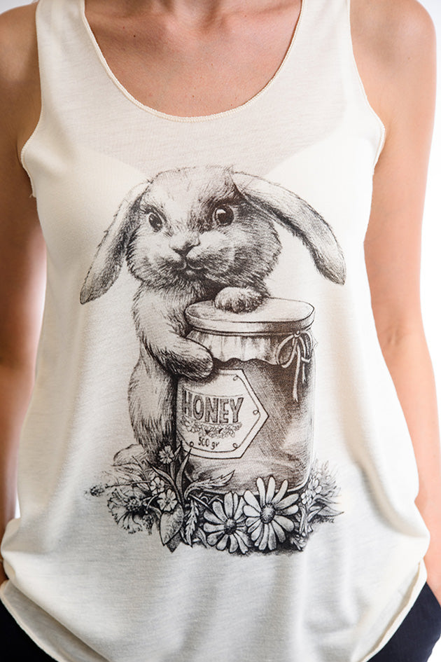 Bunny w/Honey Print Relaxed Fit Tank Top