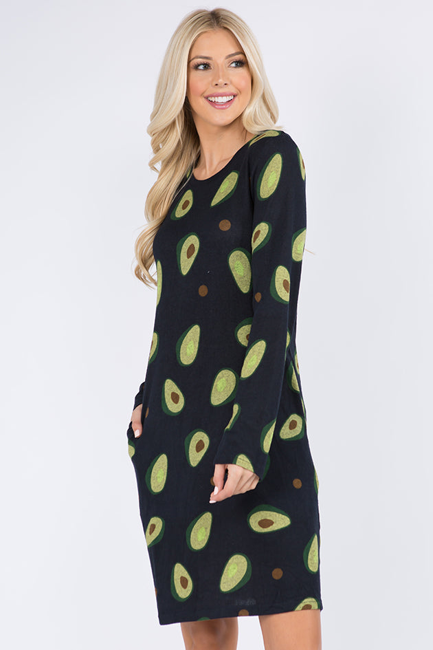 Avocado All Over Print Tunic Dress