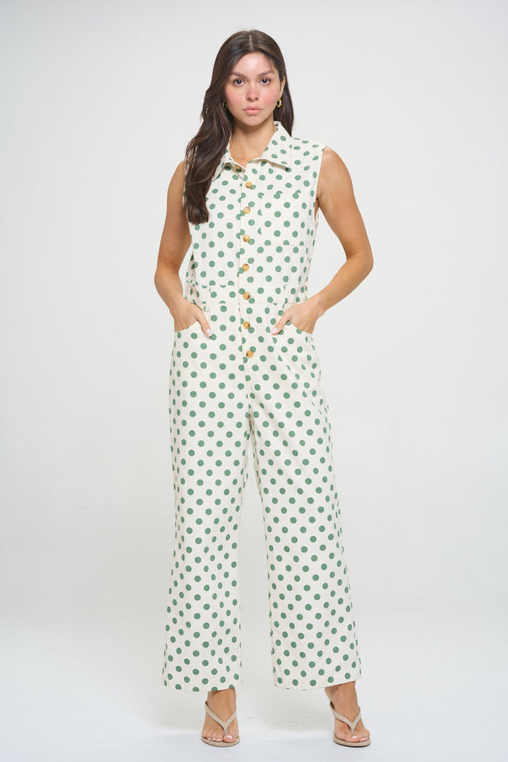 Polka Dot Print Jumpsuit