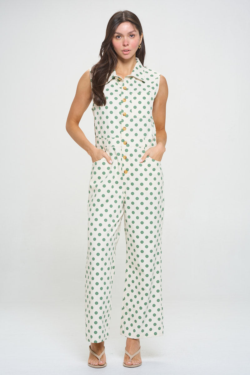 Polka Dot Print Jumpsuit