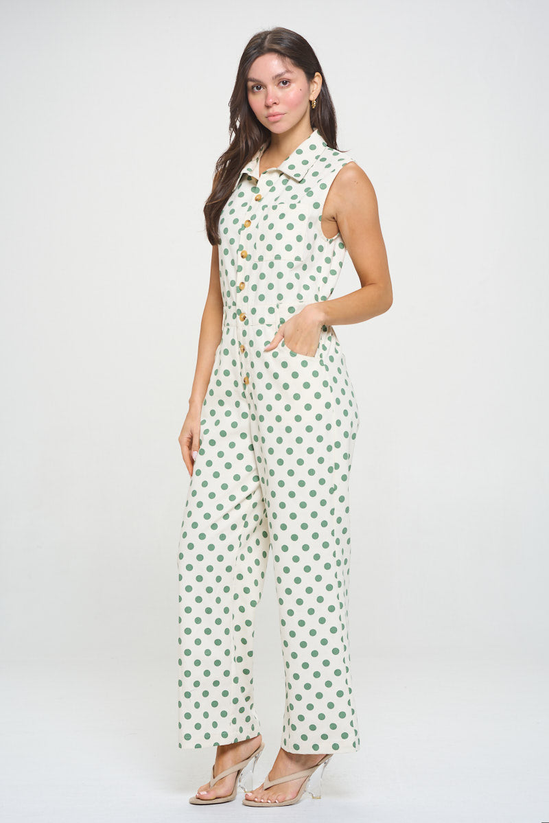 Polka Dot Print Jumpsuit