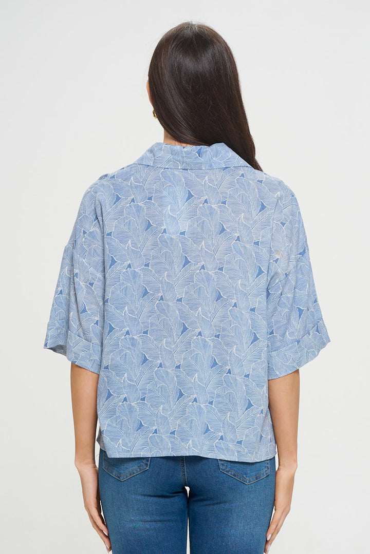 Leaves Print All Over Short Sleeve Shirt