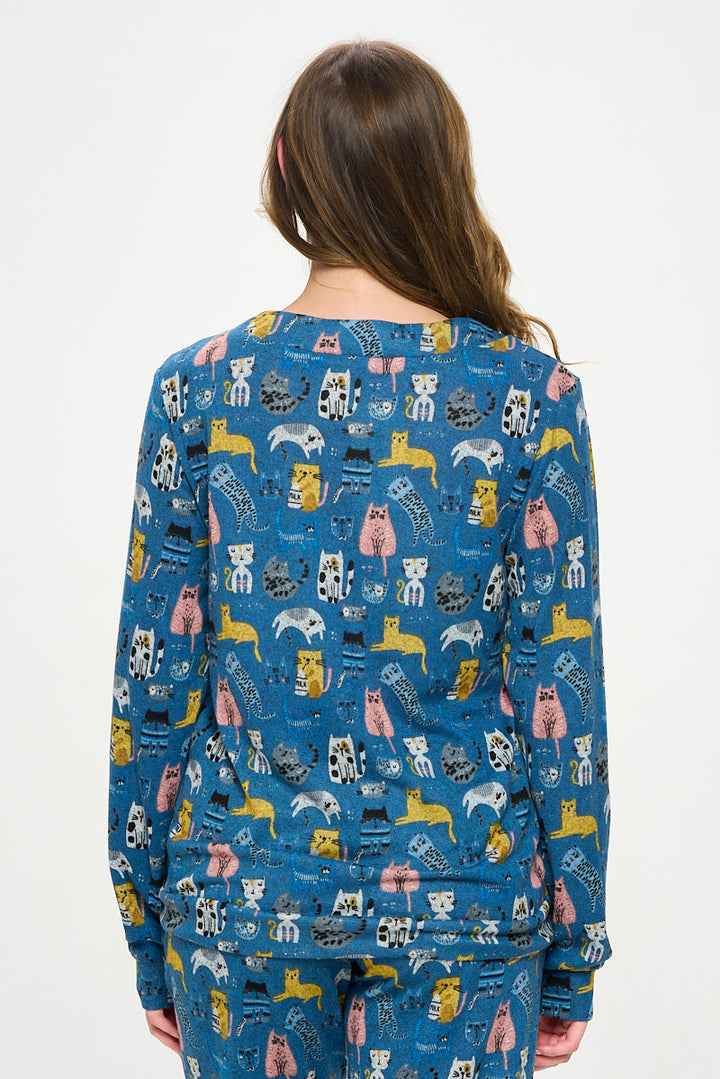 Colorful Cats Print Cardigan