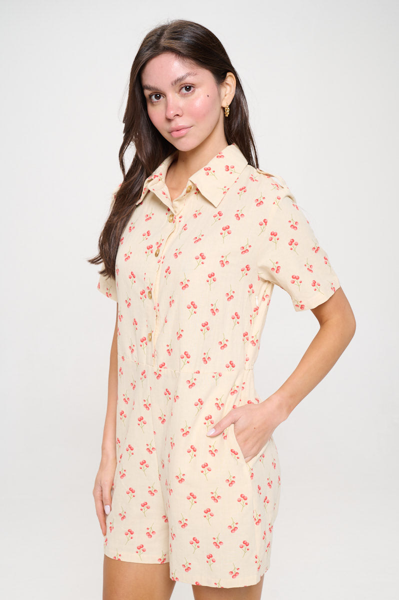 Cherry Print Shortall