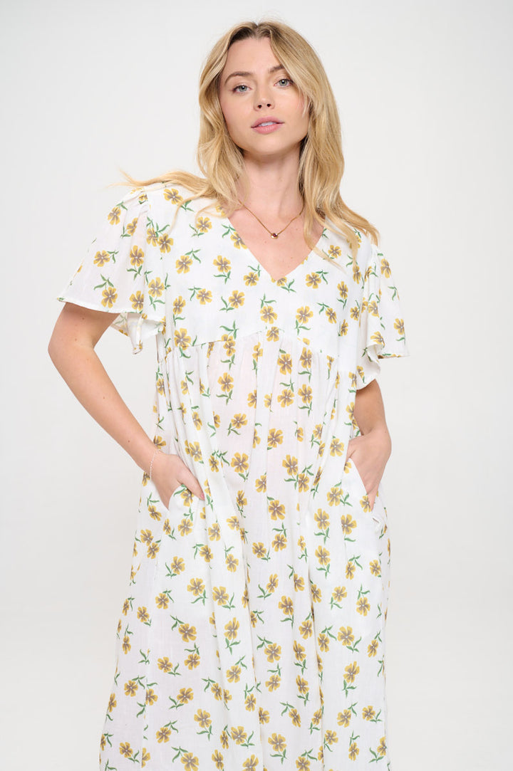 Daffodil Print Midi Dress