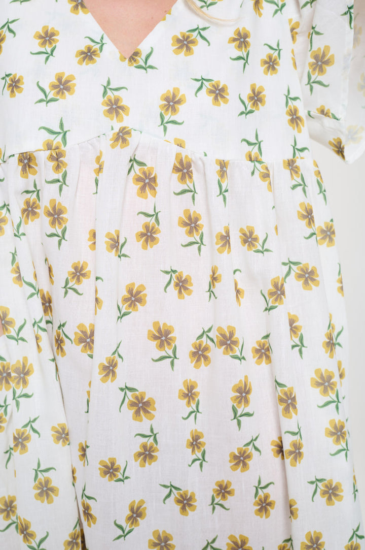 Daffodil Print Midi Dress