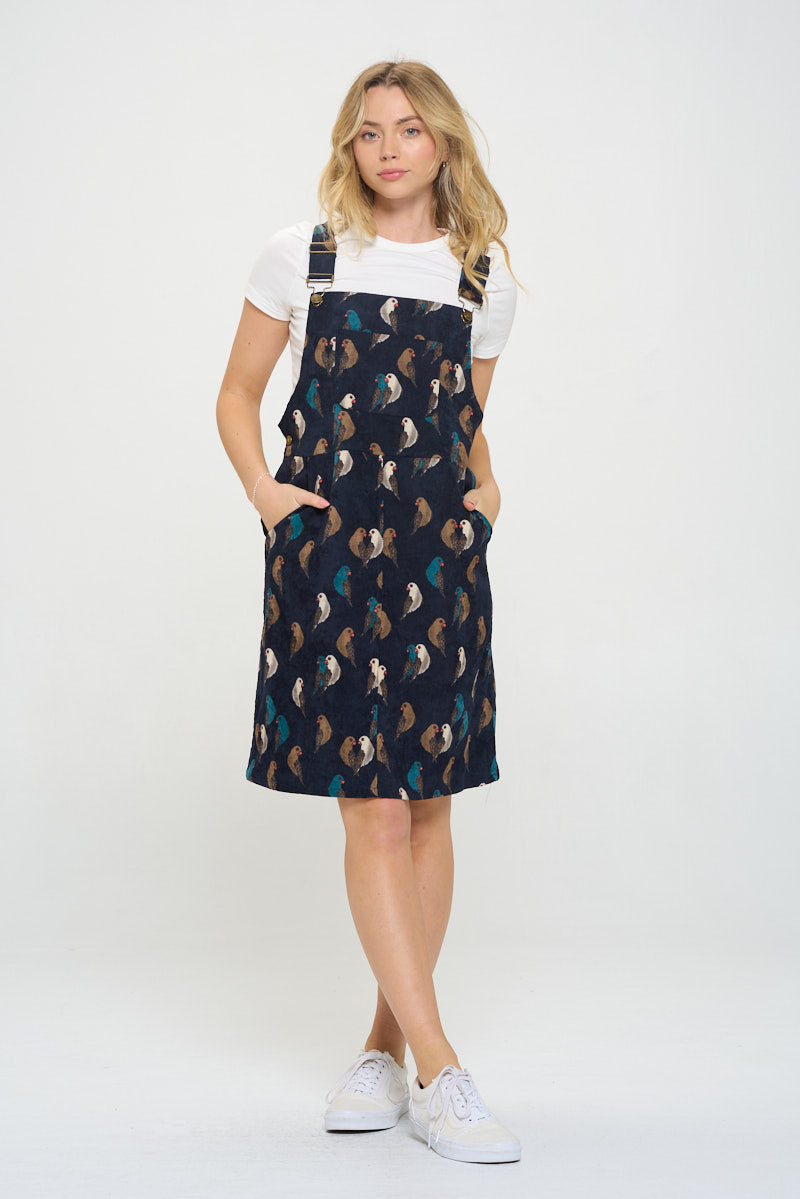 Parrot Print Corduroy Dress