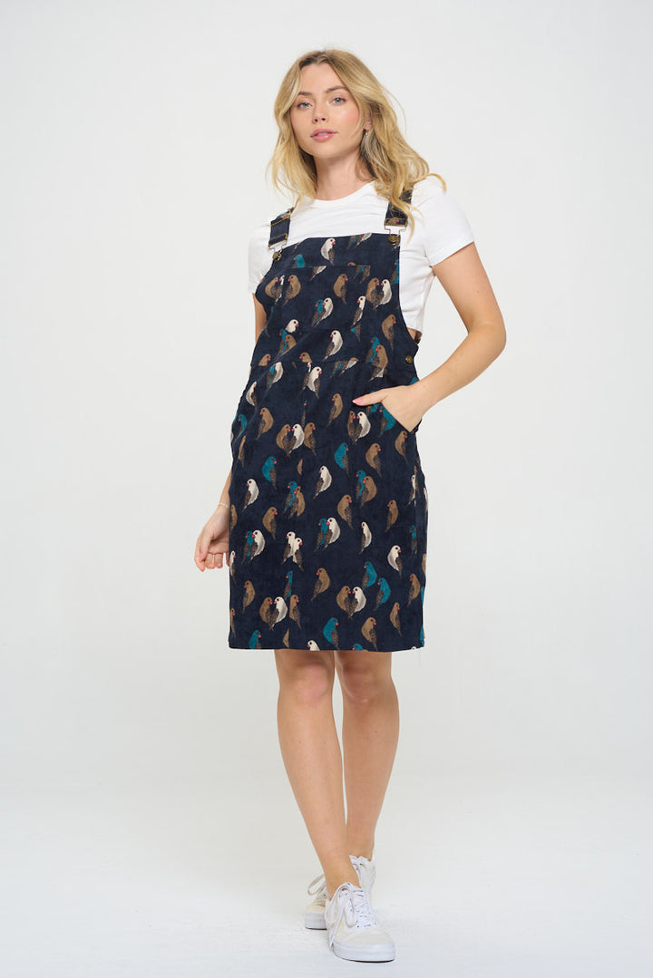 Parrot Print Corduroy Dress