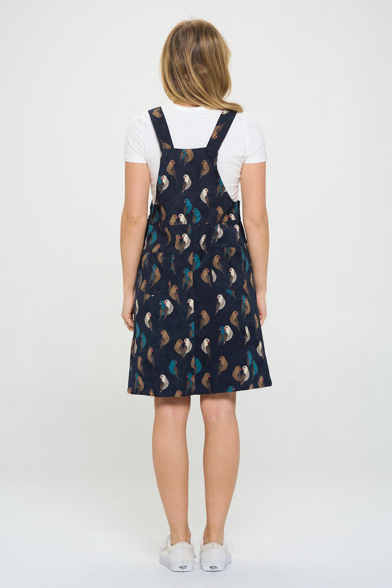 Parrot Print Corduroy Dress