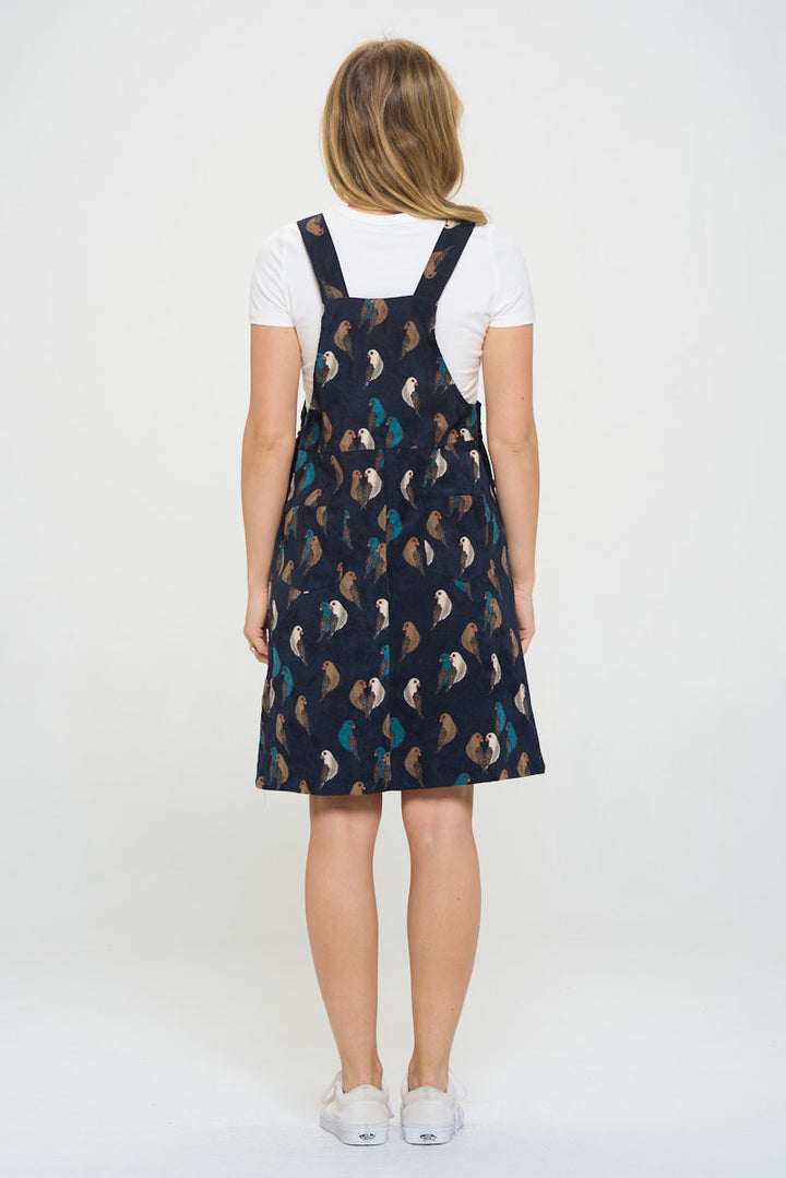 Parrot Print Corduroy Dress