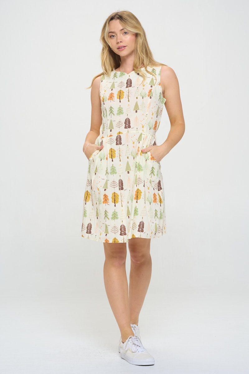 Cedar Trees Print Dress