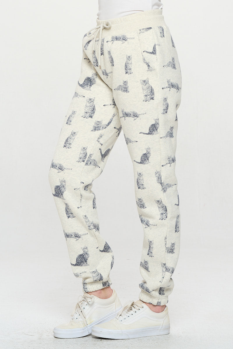 Tabby Cat Print Sweatpants