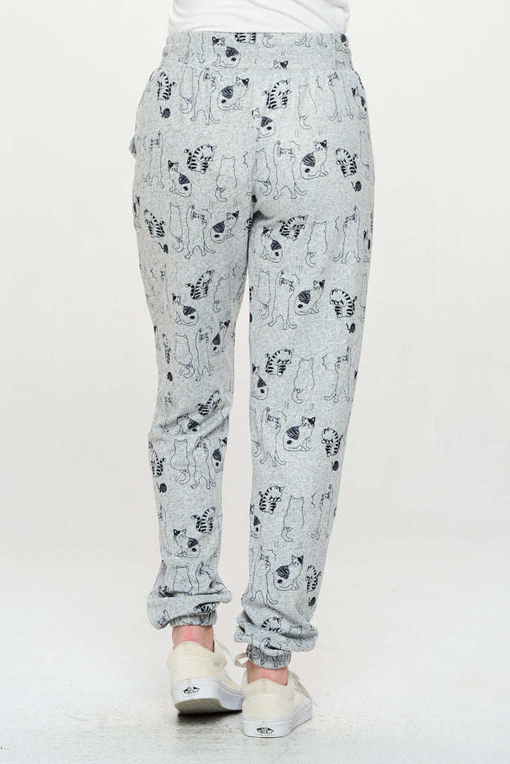 All over Cat Print Tunic Pants