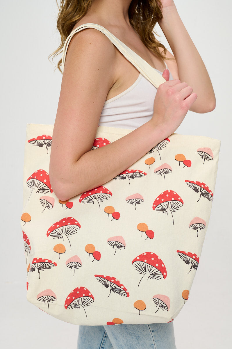 Portobello Mushroom Print Reusable Tote Bag