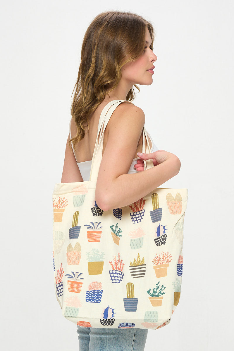 Succulent All Over Print Reusable Tote Bag