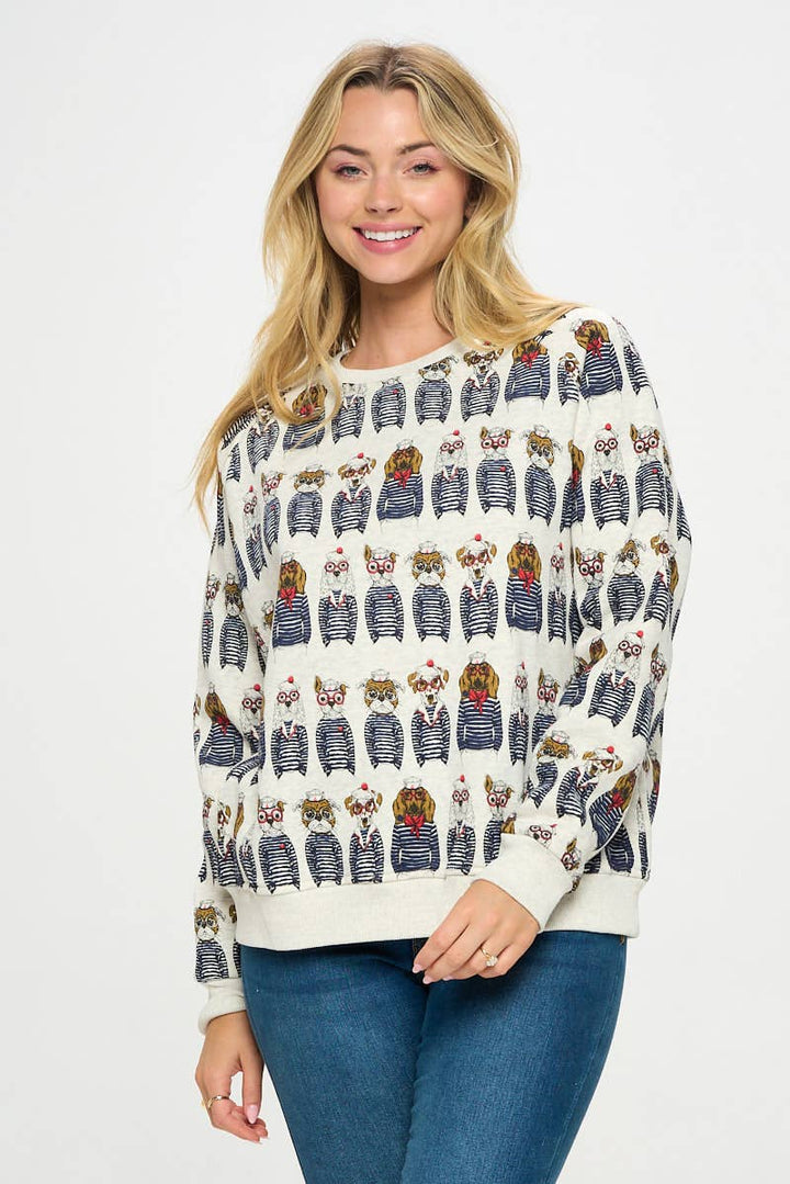 Sailor Dog Print Sweatshirt