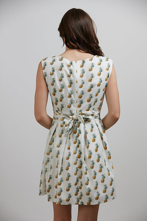 Pineapple Print Crew Neck Dress