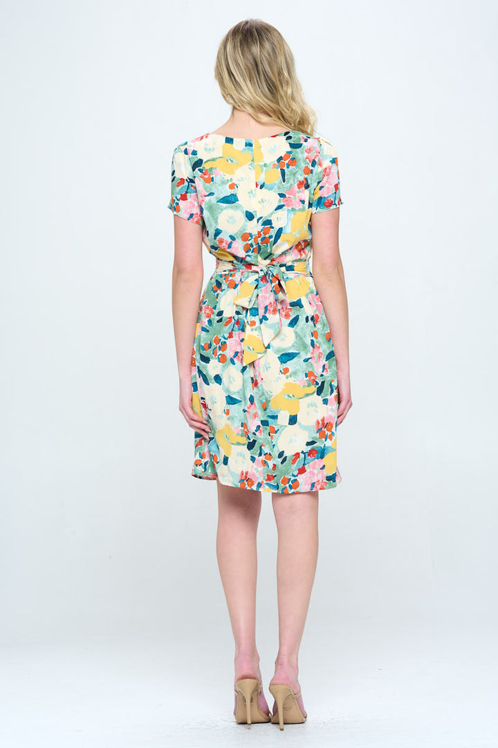Watercolor Flower Print Vintage Inspired Dress