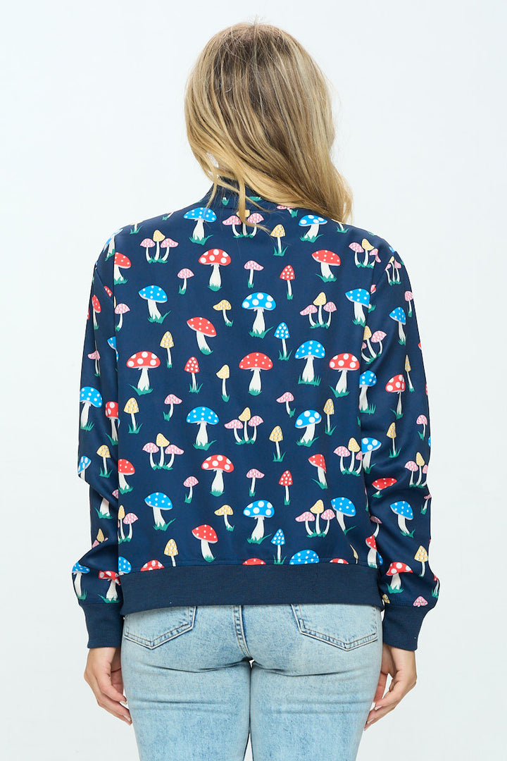 Mushroom Print Bomber Jacket