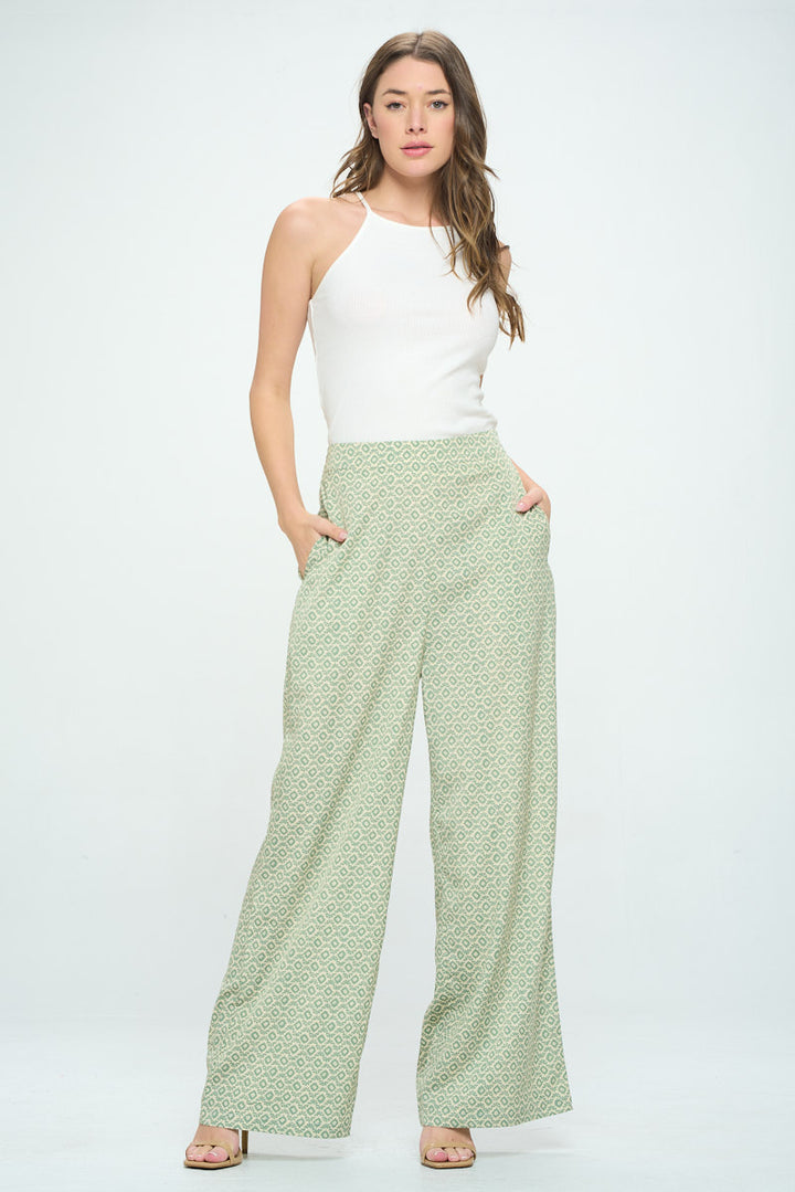 Floral Abstract All Over Print Wide Leg Pants