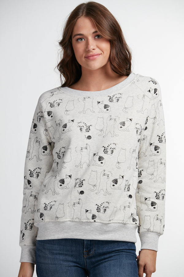 All Over Cats Print Sweatshirt