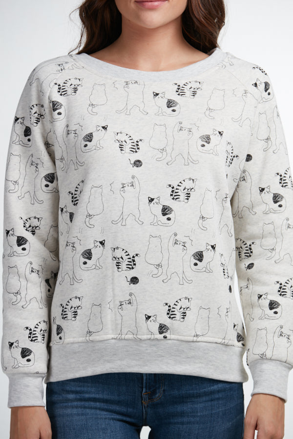 SM Wardrobe Over All Print Sweatshirt Cats My –