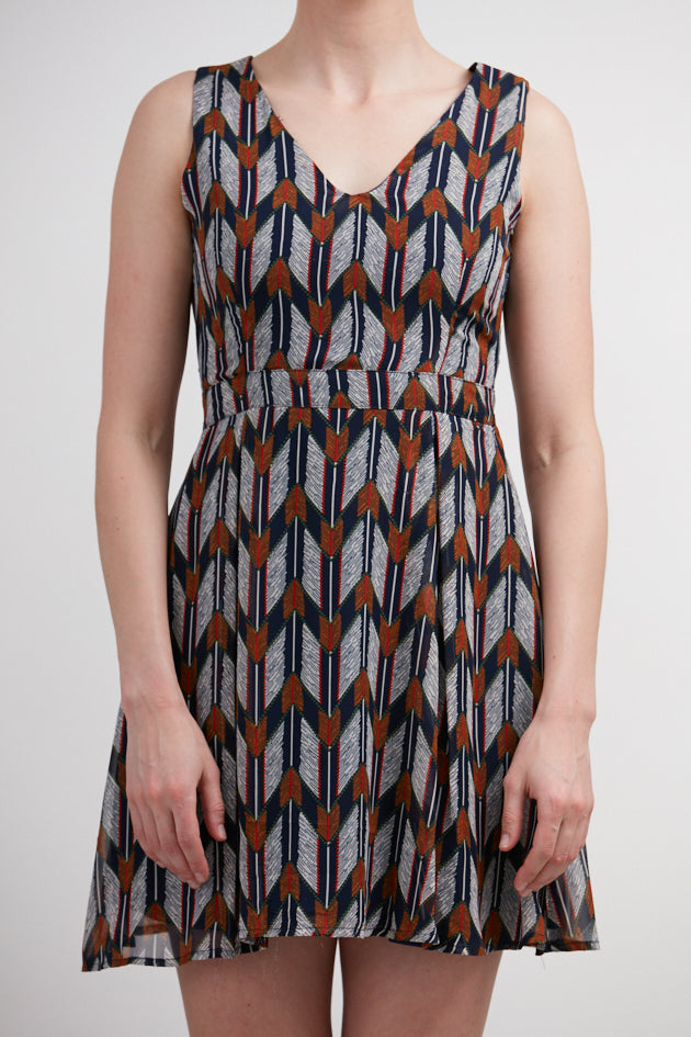 Arrow All Over Print V-Neckline Dress