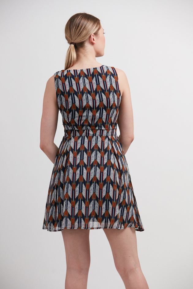 Arrow All Over Print V-Neckline Dress