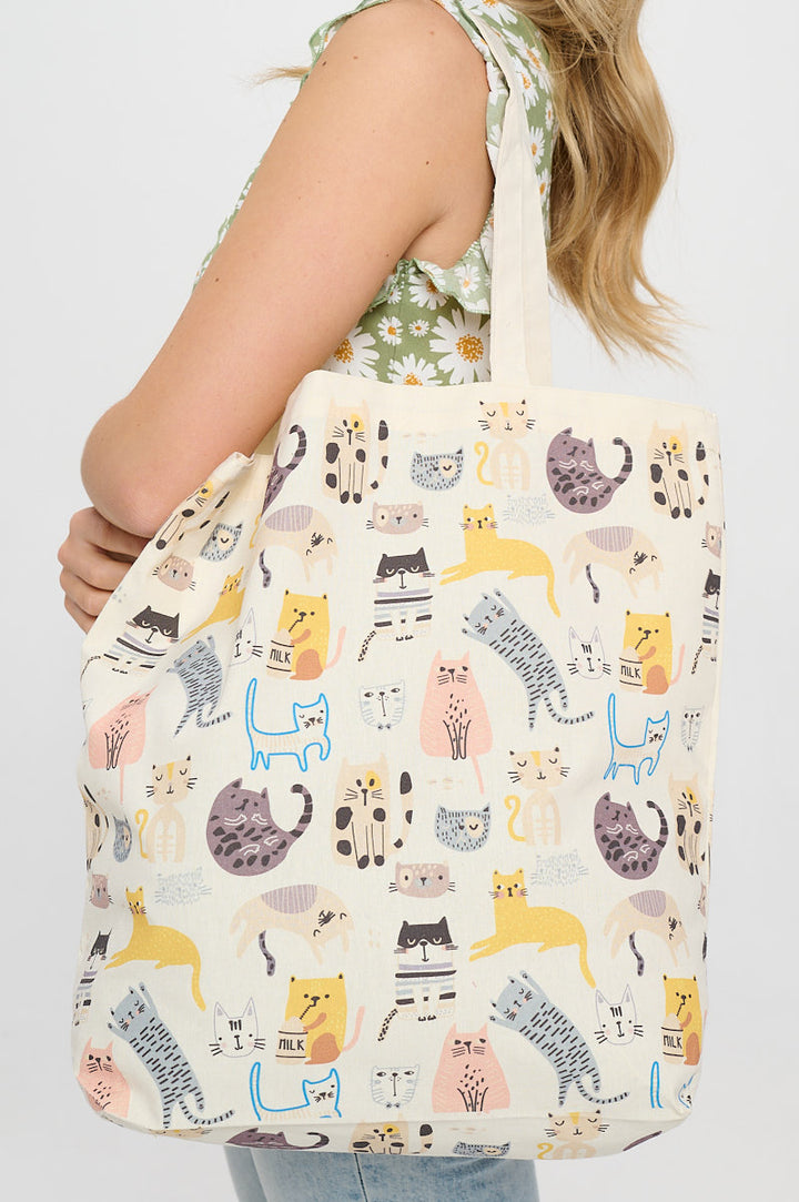 Colorful Cat All Over Print Reusable Tote Bag