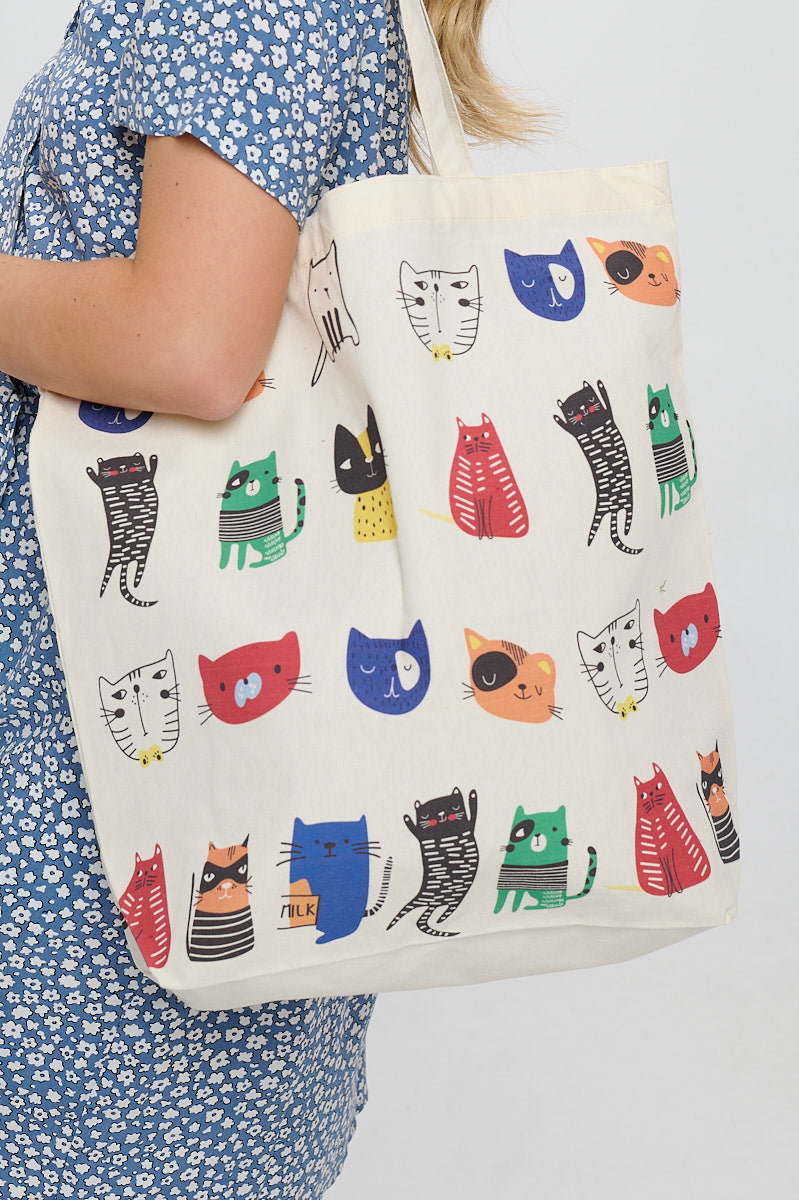 Cartoon Cats All Over Print Reusable Tote Bag