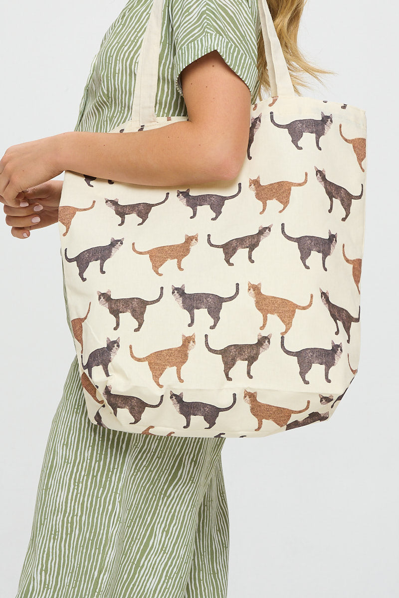 Cat All Over Print Reusable Tote Bag