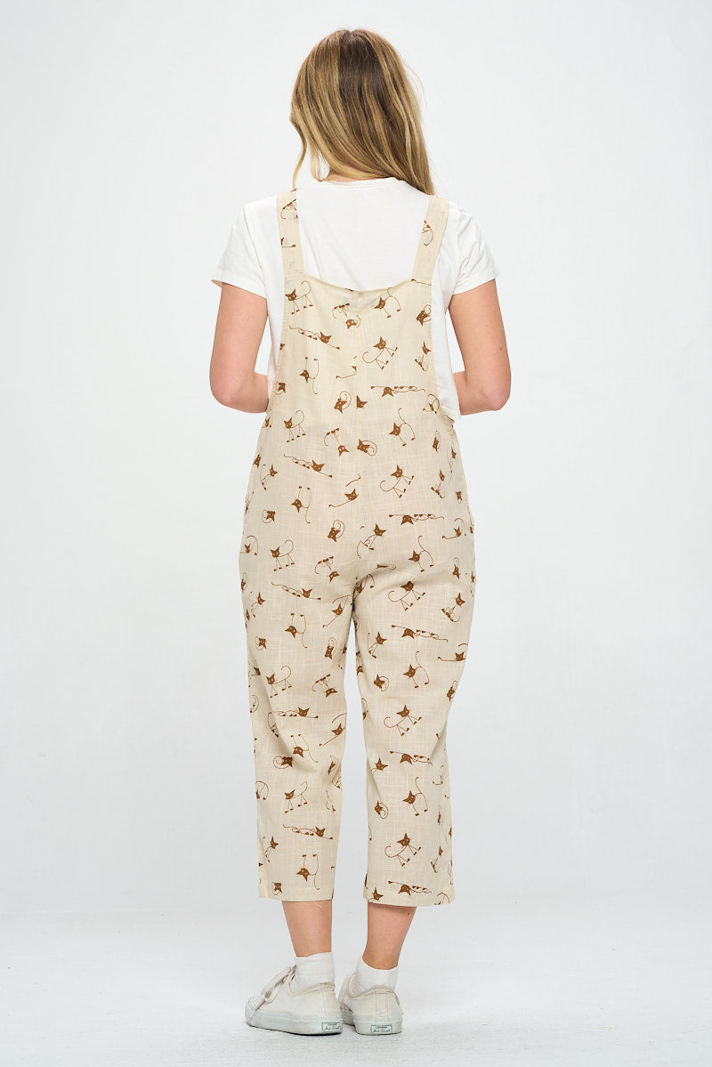 Cat Whiskers All Over Print Crop Jumpsuit