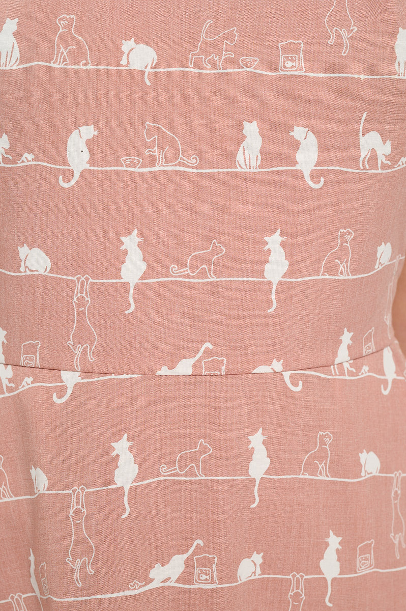 Cat on a Wire All Over Print Sleeveless Dress