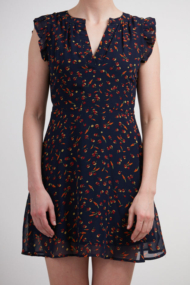 Chili Pepper All Over Print Blue Dress