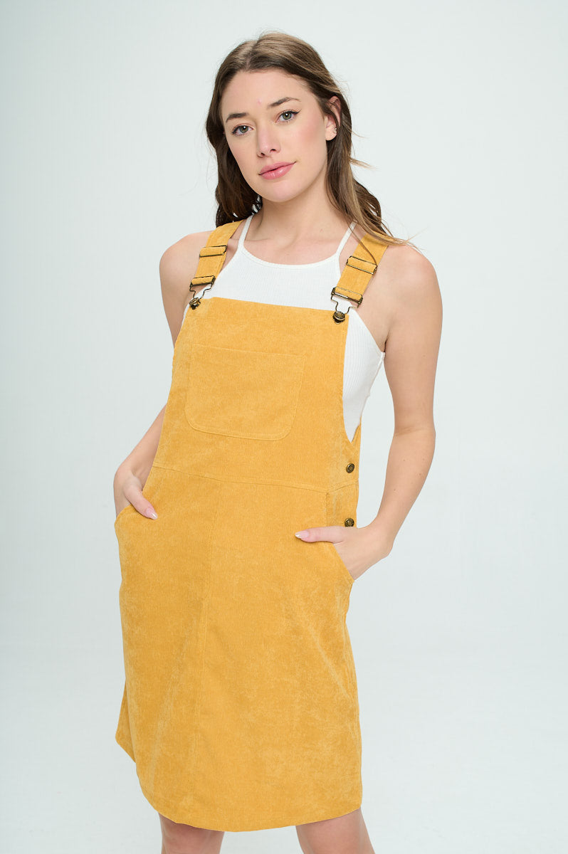 Corduroy Yellow Jumper Dress