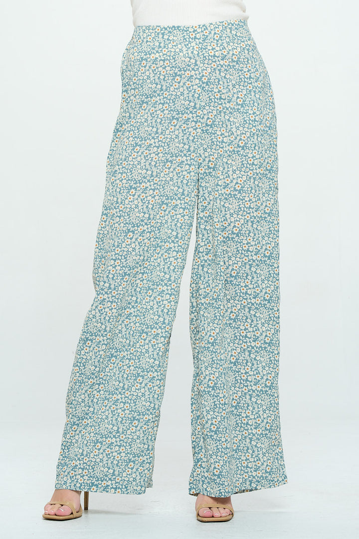 Floral All Over Print Wide Leg Pants