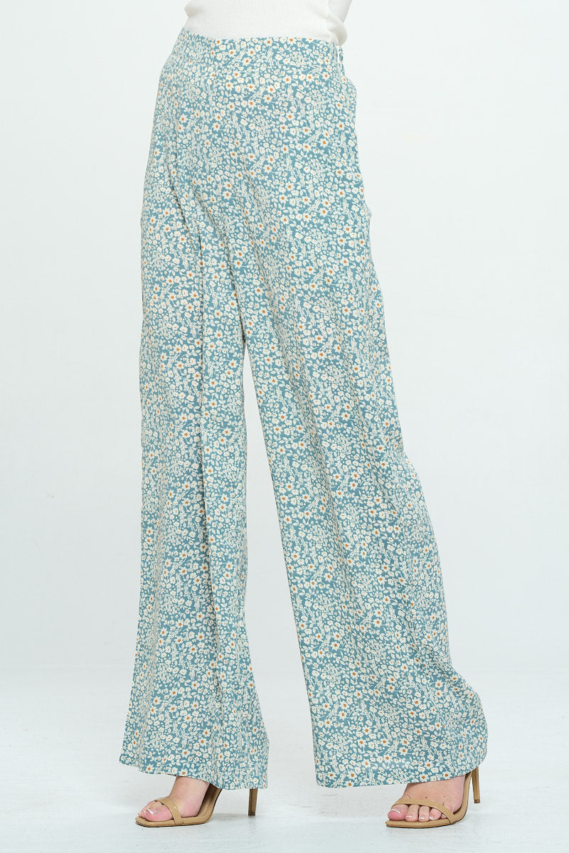 Floral All Over Print Wide Leg Pants