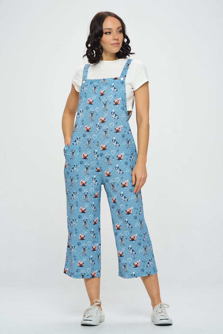 Frenchie & Heart All Over Print Jumpsuit