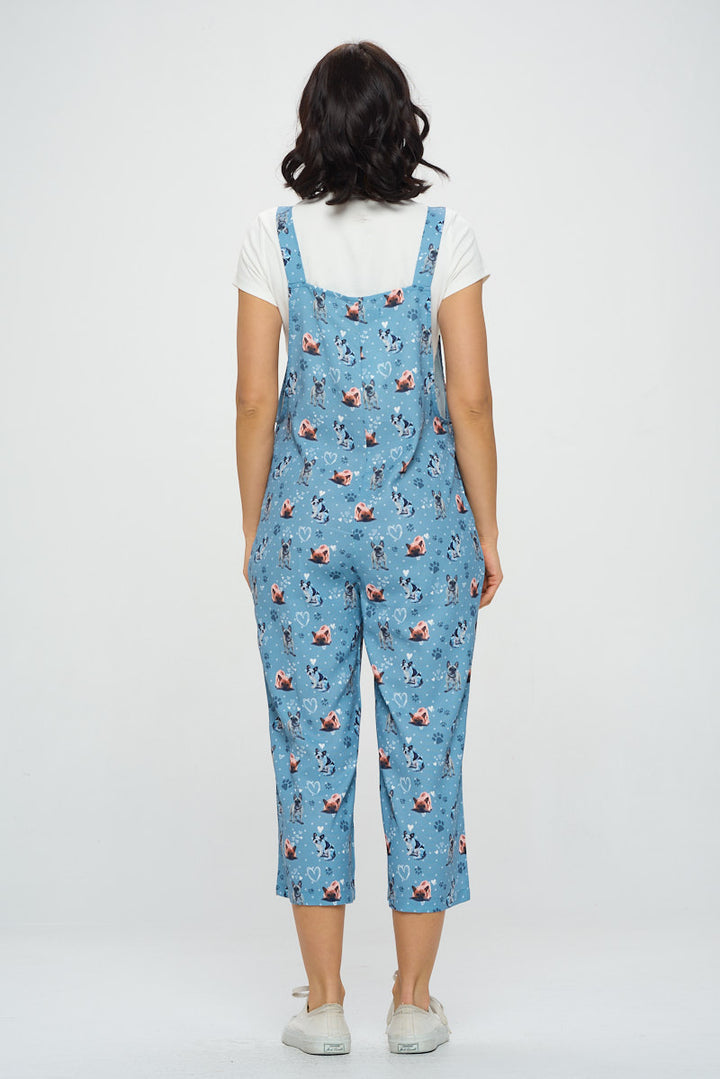 Frenchie & Heart All Over Print Jumpsuit