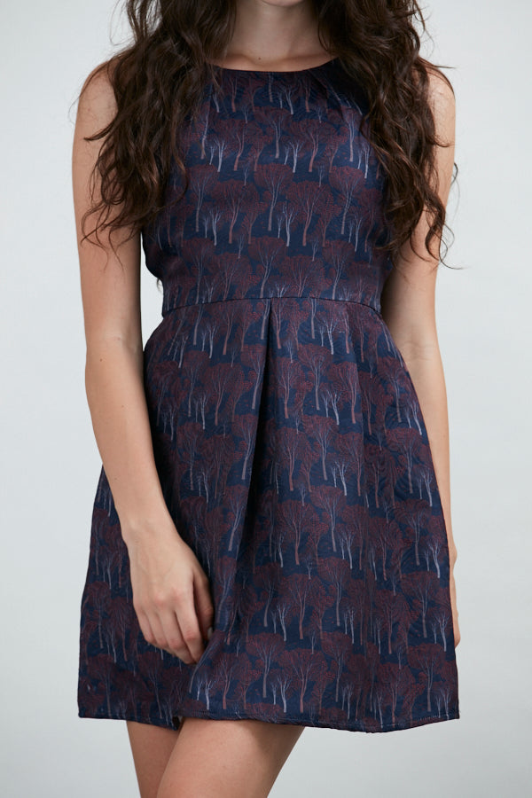 Fall Trees Print A-Line Dress