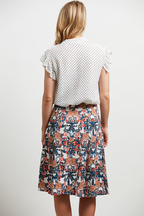 Floral All Over Print Pleated Skirt