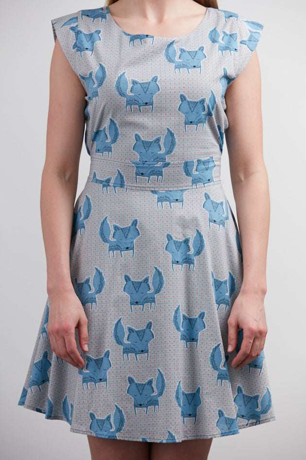 Fox All Over Print Crew Neckline Dress