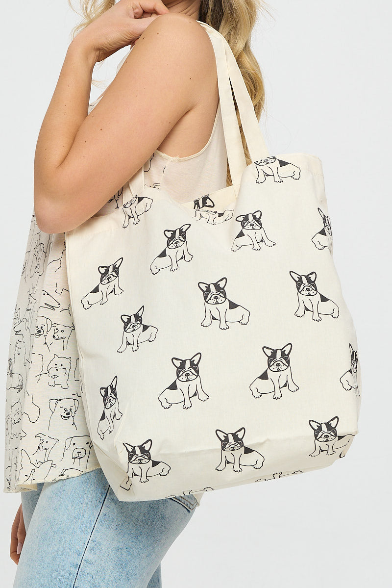 Frenchie Dog All Over Print Reusable Tote Bag