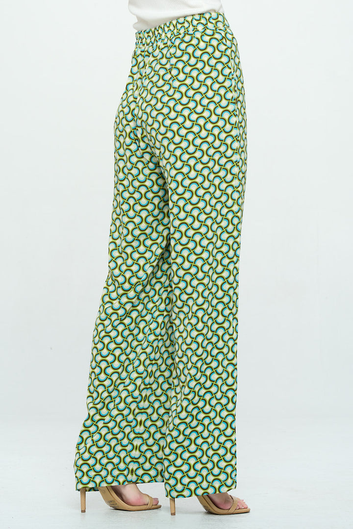 Geometric Abstract All Over Print Wide Leg Pants