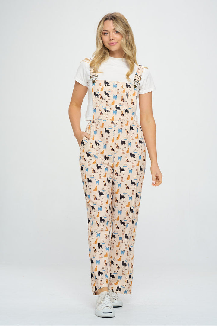 Meow Cat All Over Print Jumpsuit