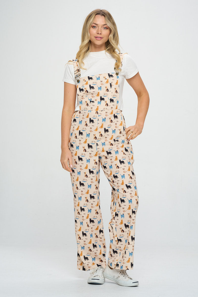Meow Cat All Over Print Jumpsuit