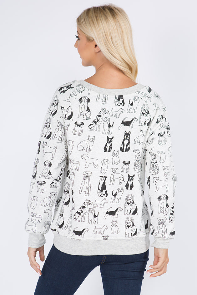 Multi Dog Print Sweatshirt