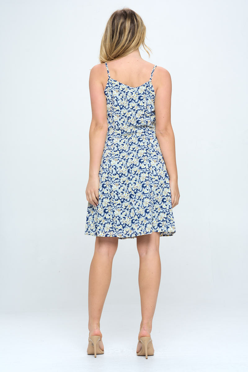 Ditsy Floral Print with Spaghetti Straps Dress