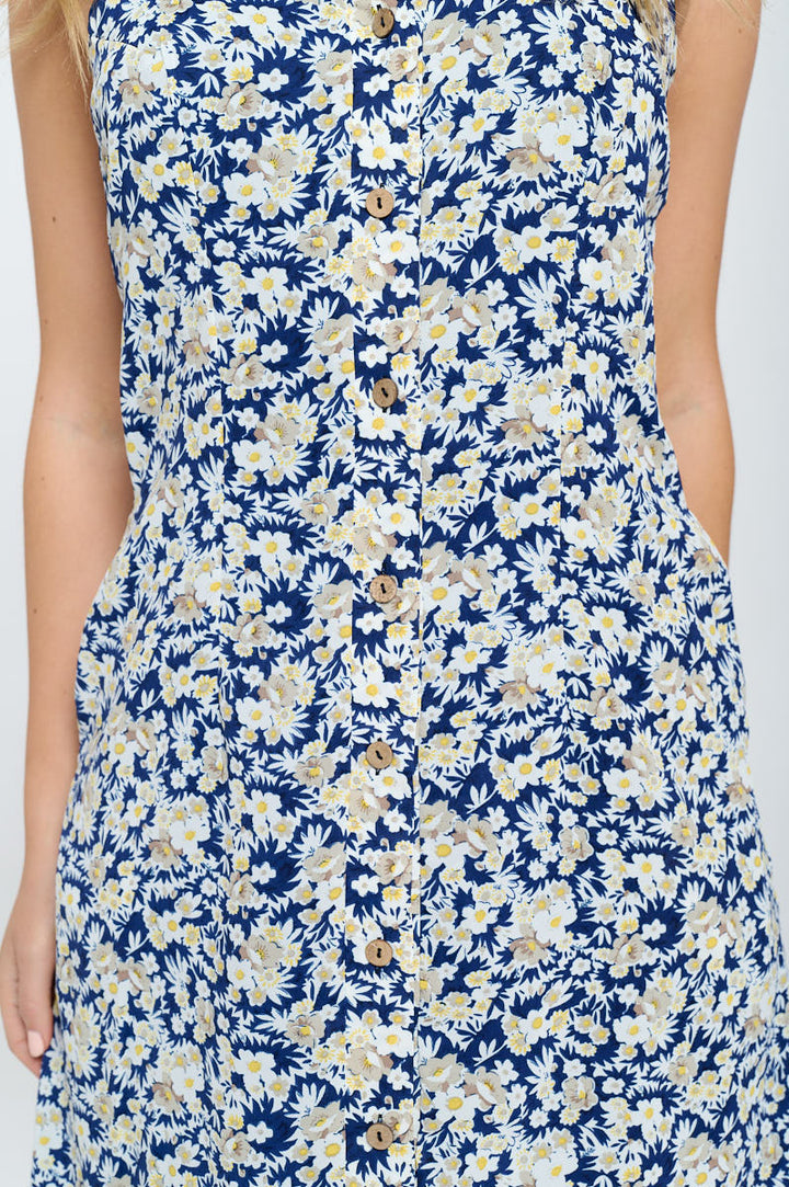 Ditsy Floral Print with Spaghetti Straps Dress
